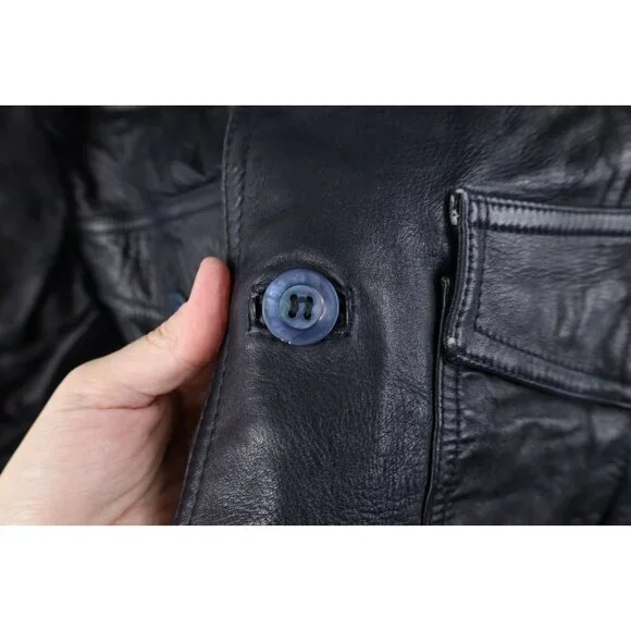 Vtg 70s Streetwear Mens 40 Distressed Safari Bush Leather Shirt Jacket Shacket